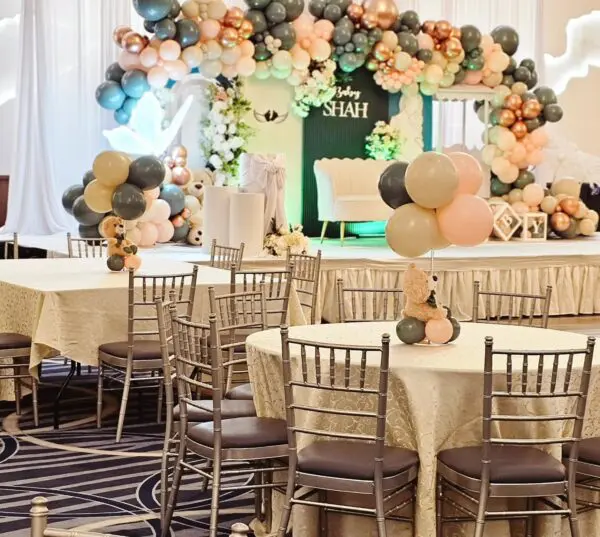 baby shower balloon decor brampton Backdrop Setup – Sage, Blush & Rose Gold - Image 3