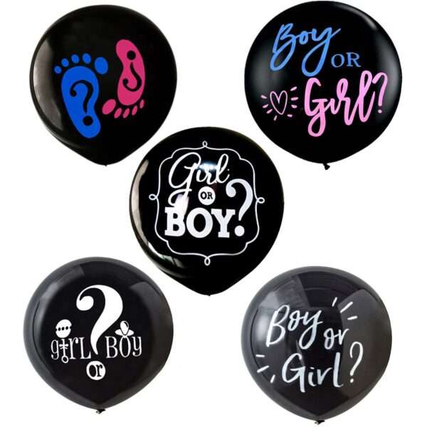 Confetti Boy Or Girl Gender Reveal Black Balloon 6