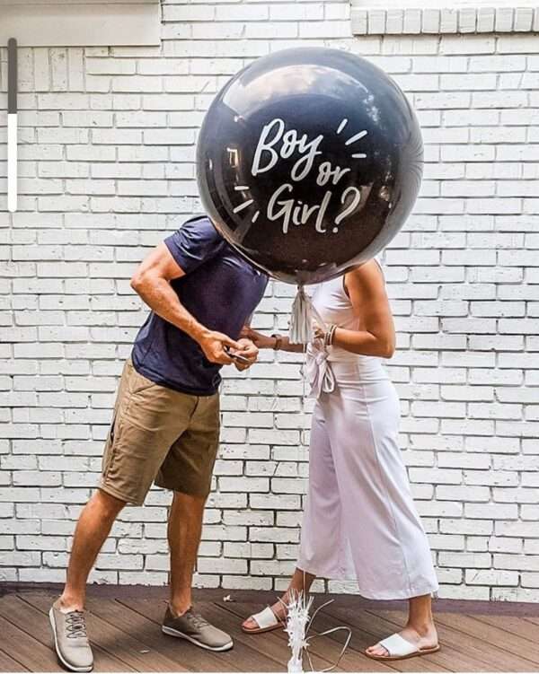 Confetti Boy Or Girl Gender Reveal Black Balloon 5